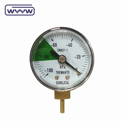 40mm -100-0 Kpa Manometer Vacuum Gauge ด้านล่าง Mount Case เหล็กที่มีการเชื่อมต่อทองแดง