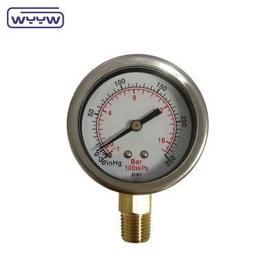 -30inHg วาคูัมผสม Gauge น้ํามัน เติมผูกส่วนล่าง 1/4 &quot; Bsp 2&quot; เครื่องวัดความดัน