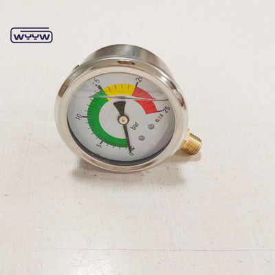การอนุมัติ CE EN837-1 ไฮดรอลิก เติมน้ํามันกลิสเซอรีน 0-25 Bar G1/4&quot; เครื่องวัดความดันสีที่เต็มไปด้วยน้ํามัน