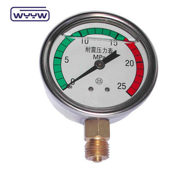 การอนุมัติ CE EN837-1 ไฮดรอลิก เติมน้ํามันกลิสเซอรีน 0-25 Bar G1/4&quot; เครื่องวัดความดันสีที่เต็มไปด้วยน้ํามัน