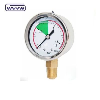 การอนุมัติ CE EN837-1 ไฮดรอลิก เติมน้ํามันกลิสเซอรีน 0-25 Bar G1/4&quot; เครื่องวัดความดันสีที่เต็มไปด้วยน้ํามัน