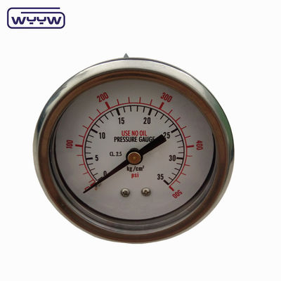 EN837-1 63 มิลลิเมตรด้านหลังทั้งหมดสแตนเลส ทองแดงท่อ Bourdon เครื่องวัดความดัน 0-20bar/0-300psi 1/4&quot; NPT สาย