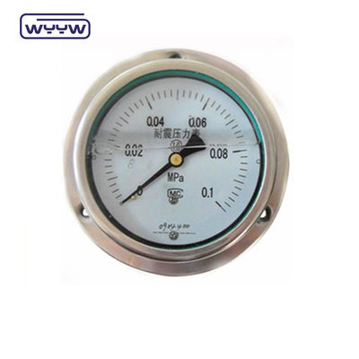 แผนที่ติดตั้ง 4 &quot; 1/2&quot; NPT หรือ BSP Bar Psi Double Scale น้ํามันเหลวที่เต็ม PG100 ซีรีส เครื่องวัดความดันไร้เหล็ก