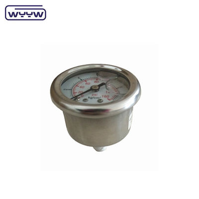 40 มิลลิเมตรเซเนเตอร์หลัง OEM 1/4 &quot;bsp npt 1.5 นิ้วหน้ากลีเซอรินเต็มเครื่องวัดความดัน