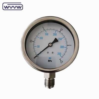 EN837-1 CE ยอมรับแอนาลอกเหล็กไร้ขัดเหลืองแบบไม่แตกของกลีเซอรีน manometer bar pressure gauge