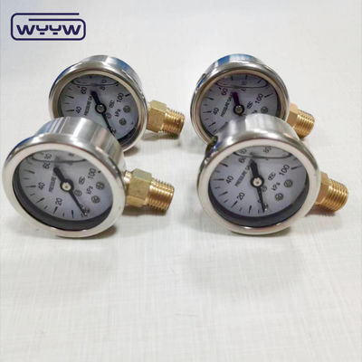 40mm dial ss304 แบบตัวชี้กรอบ borodon ท่อตั้ง 0-10bar / psi เครื่องวัดความดันที่เต็มไปด้วยน้ํามัน 1-1/2