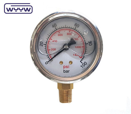 จําหน่ายจากโรงงาน DN65 สแตนเลสกันแผ่นดินไหวสูง 2.5 นิ้ว 1/4 &quot;NPT เครื่องวัดความดันน้ํามันเหลวดีเซล