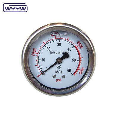 63mm EN837-1 น้ําไฮดรอลิก 0-10bar / psi ไฮดรอลิกเข้าน้ํามันกลีเซรินเต็มเครื่องวัดความดัน 2.5 &quot;มาโนเมตร
