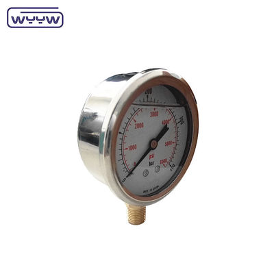 YN60 กันกระแทก radial ด้านล่างการเข้าน้ํามันเต็มเหล็กไร้ขัดเหล็ก 2.5 &quot;วัดแรงดันสูง 400 บาร์