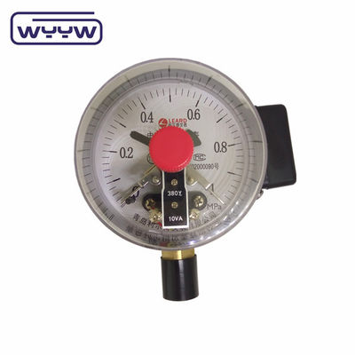 NO+NO เสาเหล็กสีดํา 1.6MPa 100mm 380V แมนโมเมตรการติดต่อไฟฟ้า AC เครื่องวัดแรงดัน