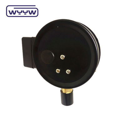 NO+NO เสาเหล็กสีดํา 1.6MPa 100mm 380V แมนโมเมตรการติดต่อไฟฟ้า AC เครื่องวัดแรงดัน