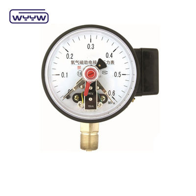 NO+NO เสาเหล็กสีดํา 1.6MPa 100mm 380V แมนโมเมตรการติดต่อไฟฟ้า AC เครื่องวัดแรงดัน