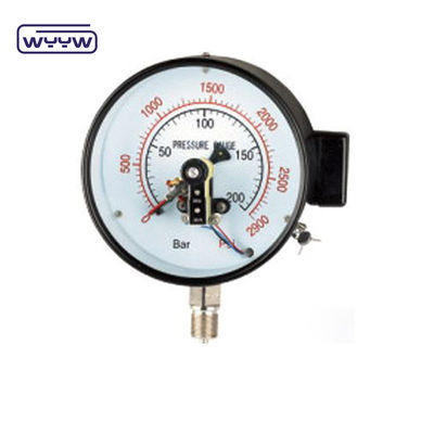 NO+NO เสาเหล็กสีดํา 1.6MPa 100mm 380V แมนโมเมตรการติดต่อไฟฟ้า AC เครื่องวัดแรงดัน
