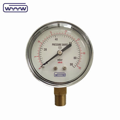 สแตนเลสดํา 1/4 &quot;npt bsp ใยทองแดง ความแม่นยํารัศมี 1.6 แมนโมเมตรความดันต่ําอากาศ 60mbar เครื่องวัดความดัน