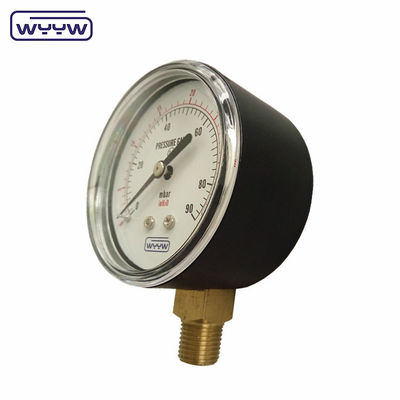สแตนเลสดํา 1/4 &quot;npt bsp ใยทองแดง ความแม่นยํารัศมี 1.6 แมนโมเมตรความดันต่ําอากาศ 60mbar เครื่องวัดความดัน