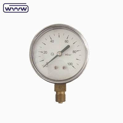 สแตนเลสดํา 1/4 &quot;npt bsp ใยทองแดง ความแม่นยํารัศมี 1.6 แมนโมเมตรความดันต่ําอากาศ 60mbar เครื่องวัดความดัน
