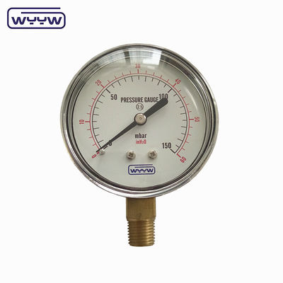 สแตนเลสดํา 1/4 &quot;npt bsp ใยทองแดง ความแม่นยํารัศมี 1.6 แมนโมเมตรความดันต่ําอากาศ 60mbar เครื่องวัดความดัน