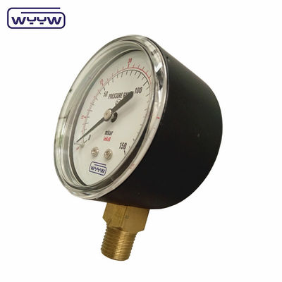 สแตนเลสดํา 1/4 &quot;npt bsp ใยทองแดง ความแม่นยํารัศมี 1.6 แมนโมเมตรความดันต่ําอากาศ 60mbar เครื่องวัดความดัน