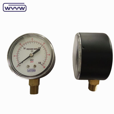 สแตนเลสดํา 1/4 &quot;npt bsp ใยทองแดง ความแม่นยํารัศมี 1.6 แมนโมเมตรความดันต่ําอากาศ 60mbar เครื่องวัดความดัน
