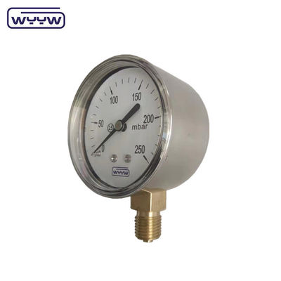 เครื่องวัดความดันต่ําจากสแตนเลส Mbar Bellows 63mm 0-6 Kpa เครื่องวัดความดัน