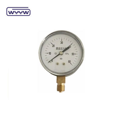 Bellows ประเภท แคปซูล เครื่องวัดความดัน 63mm InH2O Manometer 100 Mbar