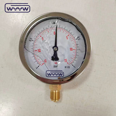 SS304 กล่อง ผสมวัดวัดแรงกด ดวงทิศทาง -1-1bar -15-15psi 100mm เติมน้ํามัน