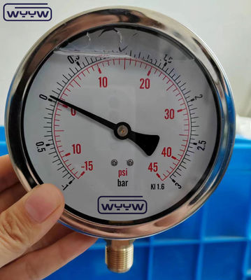 SS304 กล่อง ผสมวัดวัดแรงกด ดวงทิศทาง -1-1bar -15-15psi 100mm เติมน้ํามัน