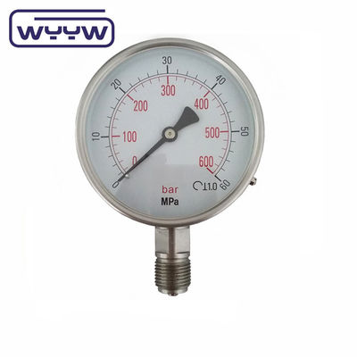 4&quot; เครื่องวัดความดันจากสแตนเลส 0-100bar 100mm SS304 เครื่องวัดออกซิเจนแห้ง