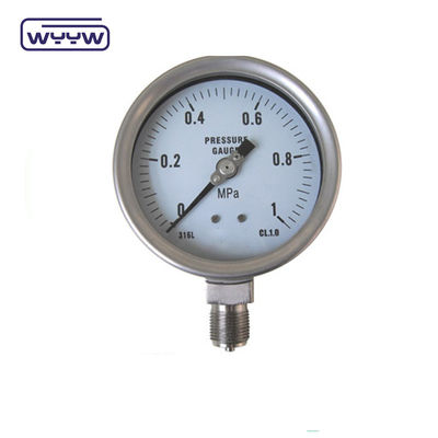 1/4 &quot;Bsp 304 สแตนเลส เครื่องวัดความดัน ด้านล่างการเชื่อมต่อ 60 มม