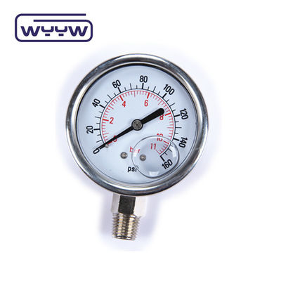 มะโนเมตรความดันสูง 1/4 &quot;BSP 2.5 นิ้ว เติมน้ํามัน เหล็กไร้ขัดเหล็ก 600bar เครื่องวัดความดันไฮดรอลิก