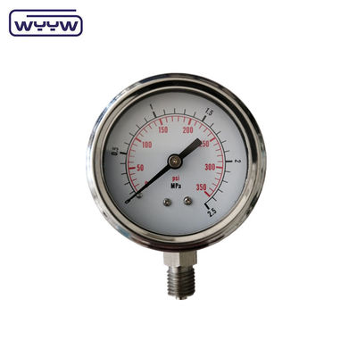 มะโนเมตรความดันสูง 1/4 &quot;BSP 2.5 นิ้ว เติมน้ํามัน เหล็กไร้ขัดเหล็ก 600bar เครื่องวัดความดันไฮดรอลิก