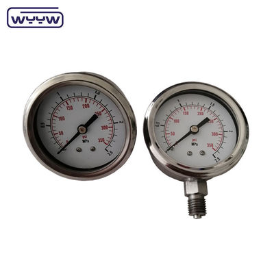มะโนเมตรความดันสูง 1/4 &quot;BSP 2.5 นิ้ว เติมน้ํามัน เหล็กไร้ขัดเหล็ก 600bar เครื่องวัดความดันไฮดรอลิก