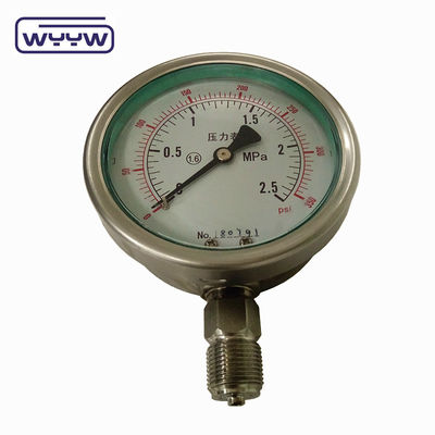 อุตสาหกรรม สตาร์ดบุคคลสปิ กิโลกรัม / ซม 2 เครื่องวัดความดันสแตนเลสกันกระแทก Glycerine Manometer YTN-100H