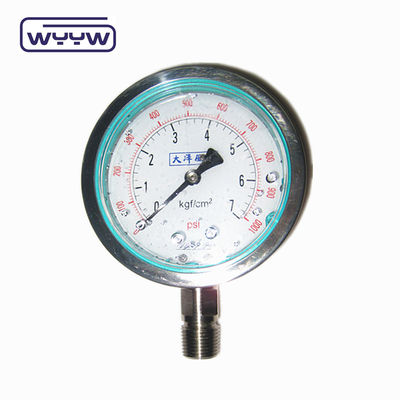 อุตสาหกรรม สตาร์ดบุคคลสปิ กิโลกรัม / ซม 2 เครื่องวัดความดันสแตนเลสกันกระแทก Glycerine Manometer YTN-100H