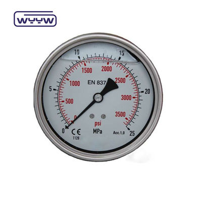 2.5&quot; เครื่องวัดความดันที่เต็มไปด้วยของเหลวจากเหล็กไร้สแตนเลส เครื่องวัดความดันกลีเซริน