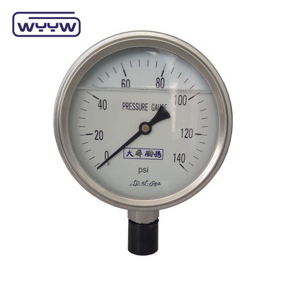 100mm 4&quot; น้ํามันเหลว เติมวัดความดัน 1.6% ความแม่นยํา