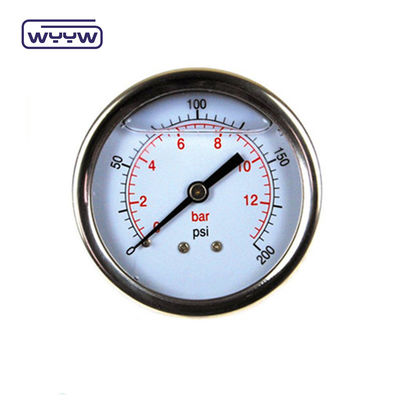 ด้านหลัง Mount น้ํามันเต็มเครื่องวัดความดัน 100mm ขนาดวัสดุเหล็กไร้ขัด