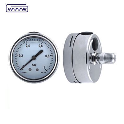 ด้านหลัง Mount น้ํามันเต็มเครื่องวัดความดัน 100mm ขนาดวัสดุเหล็กไร้ขัด