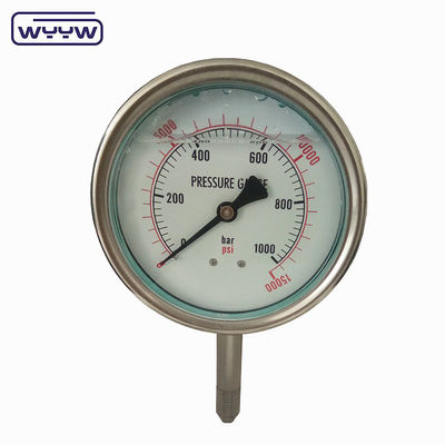 เครื่องวัดความดันอุตสาหกรรมแบบสแตนเลสเต็มน้ํามัน 4&quot; 100mm