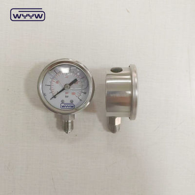 เครื่องวัดความดันที่เต็มไปด้วยของเหลว 50mm ด้านล่าง 1/4 &quot;Npt เครื่องวัดความดัน OEM