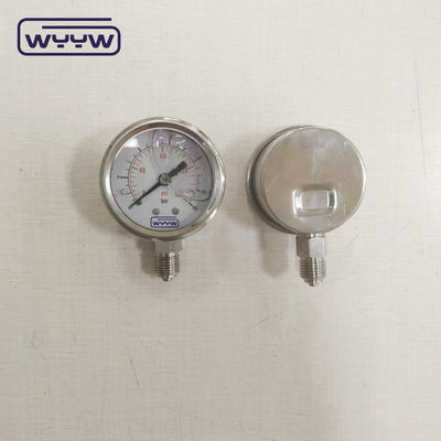 เครื่องวัดความดันที่เต็มไปด้วยของเหลว 50mm ด้านล่าง 1/4 &quot;Npt เครื่องวัดความดัน OEM