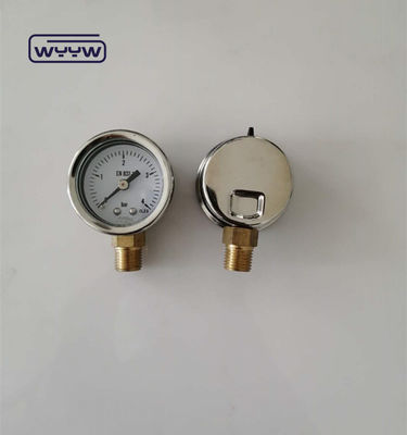 1.5 &quot; 40 มิลลิเมตร Glycerine เติมวัดความดัน Manometer 100kpa การเชื่อมโยงด้านล่าง