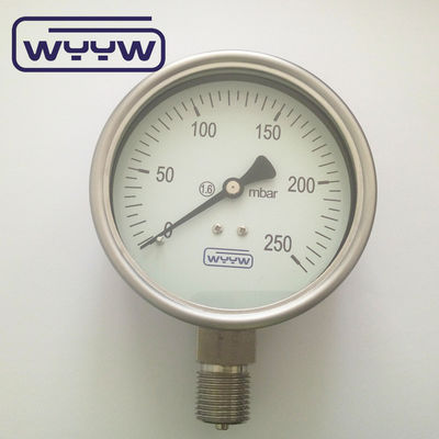 อลูมิเนียม สีดํา Pointer Capsule Pressure Gauge 100mm 1/2 ขนาดการเชื่อมต่อสําหรับการใช้งานหนัก