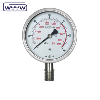 ความแม่นยําสูงของเหลวที่เต็มไปด้วยระยะว่าง Gauge ท่อ Bourton เหล็กไร้ขุ่น ± 1.6% ของขนาดเต็ม