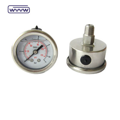 สแตนเลส ท่อ Bourton น้ําเหลวเต็มเครื่องวัดความดันภาระหนัก 63mm 100mm 150mm