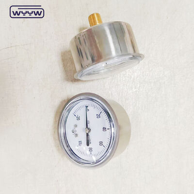 เกจวัดแรงดันแบบลูกฟูก 63 มม. Axial Mbar พร้อมตัวเรือน SS304 สำหรับงานอุตสาหกรรม
