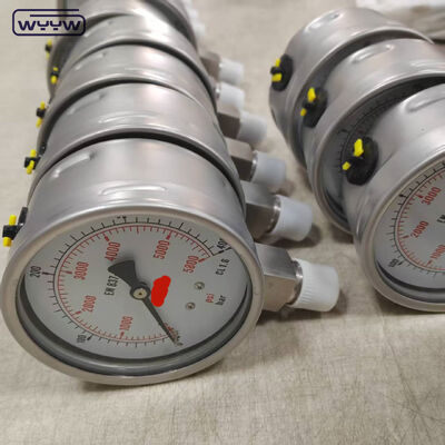 เกจวัดแรงดันวงแหวนหน้าปัดขนาด 100 มม. แบบเติมซิลิโคน กลีเซอรีน พร้อมติดตั้งด้านล่าง สำหรับงานอุตสาหกรรม