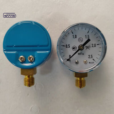2" สีน้ําเงิน Case Economy Pressure Gauge ด้วยระยะ 25MPa เหมาะสําหรับอุปกรณ์ใช้กับออกซิเจนและก๊าซธรรมชาติ