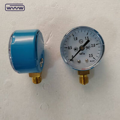 2" สีน้ําเงิน Case Economy Pressure Gauge ด้วยระยะ 25MPa เหมาะสําหรับอุปกรณ์ใช้กับออกซิเจนและก๊าซธรรมชาติ