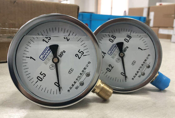 4-inch 100mm Liquid Filled Pressure Gauge with Chrome Case & Bezel and Dual-Scale 0-2.5MPa/0-1MPa